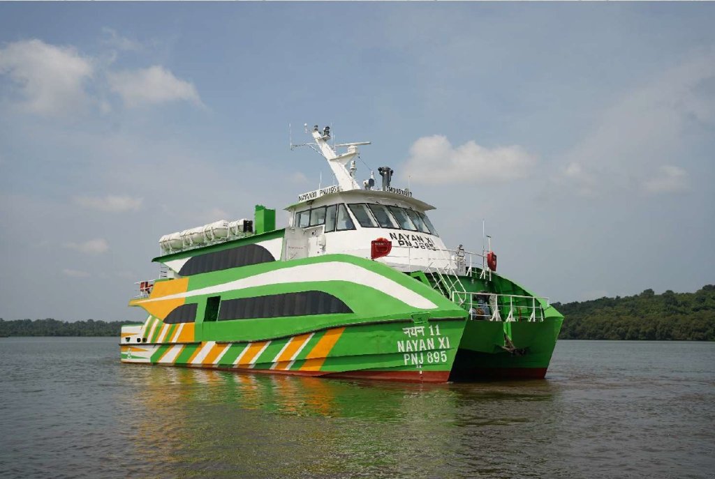Catamaran ferry Nayan XI on the water