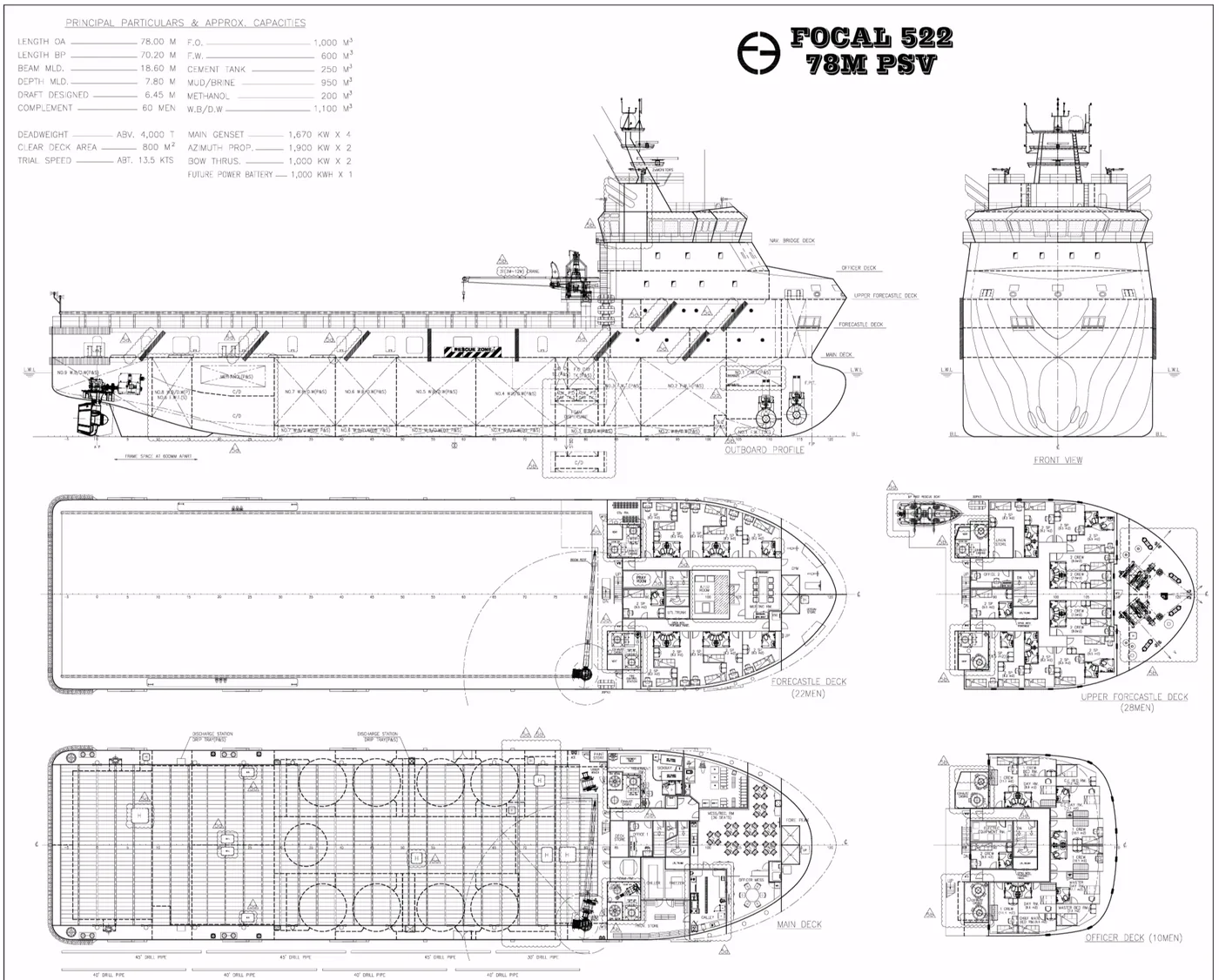 General arrangement drawing — vessel profile and deck plans; not a photograph