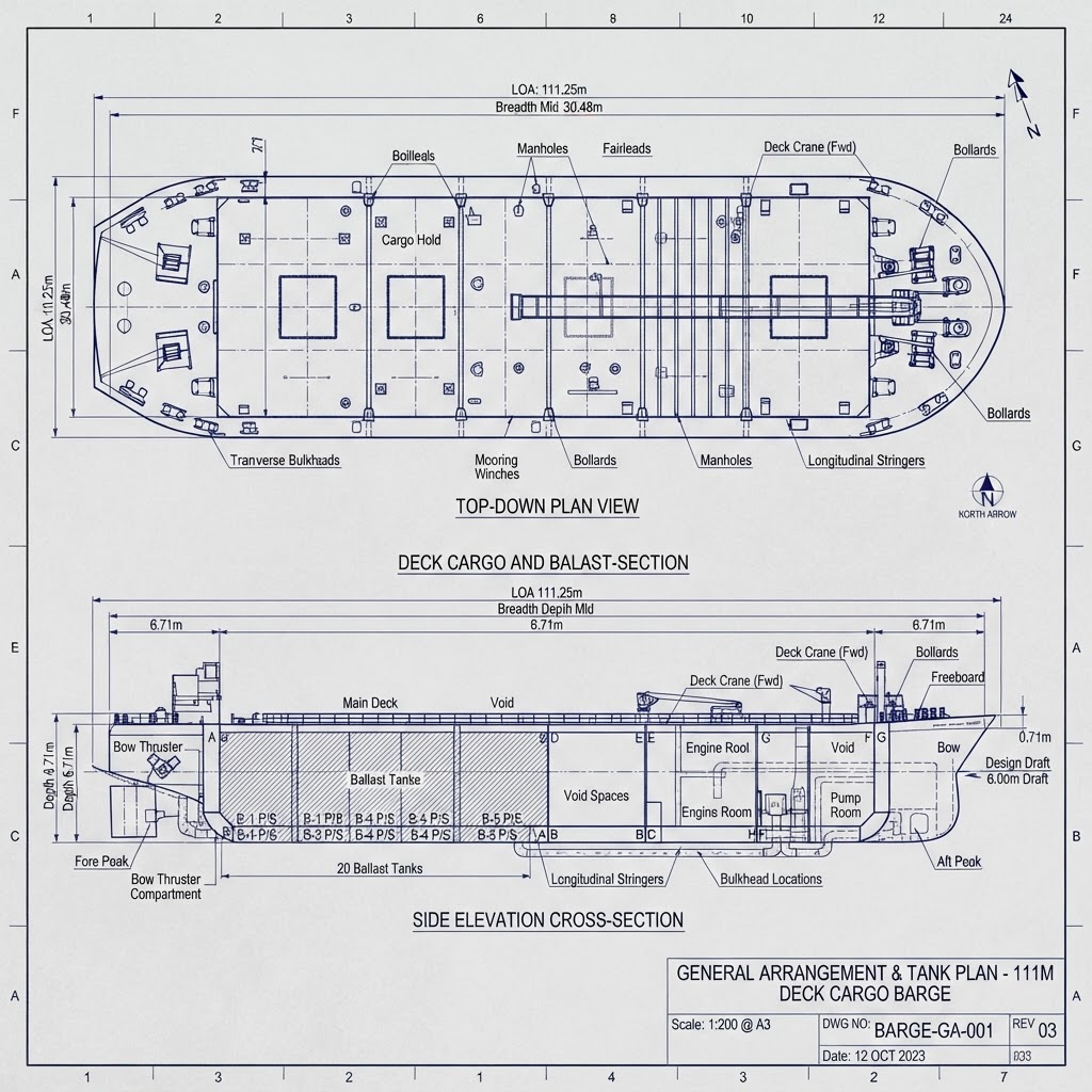 111.25M Deck Cargo & Ballast Tank Barge (ABS + A1)