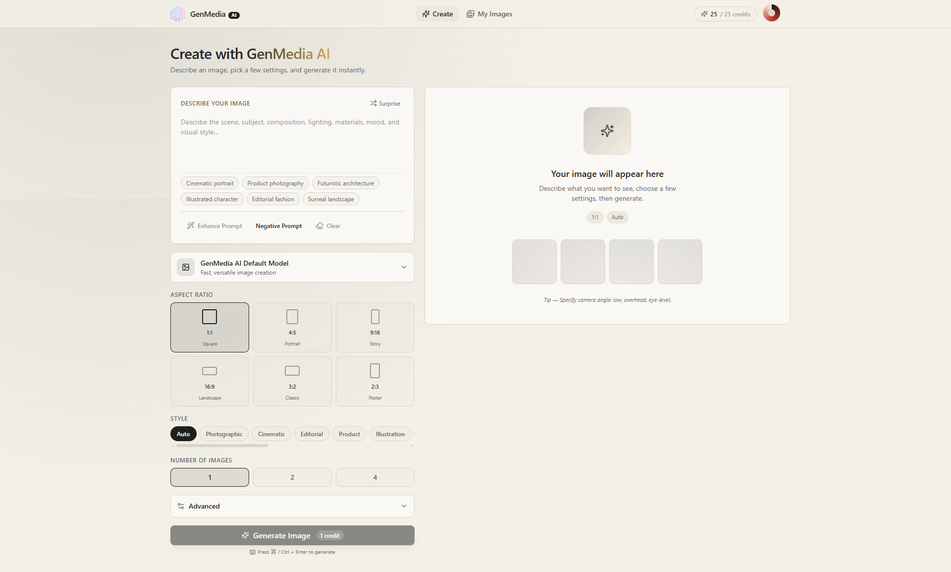 GenMedia AI - Simple AI Image Generator  template preview