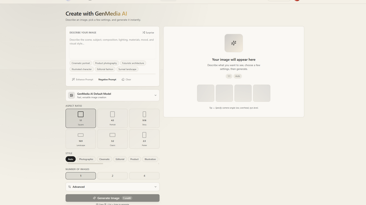 GenMedia AI - Simple AI Image Generator  template preview