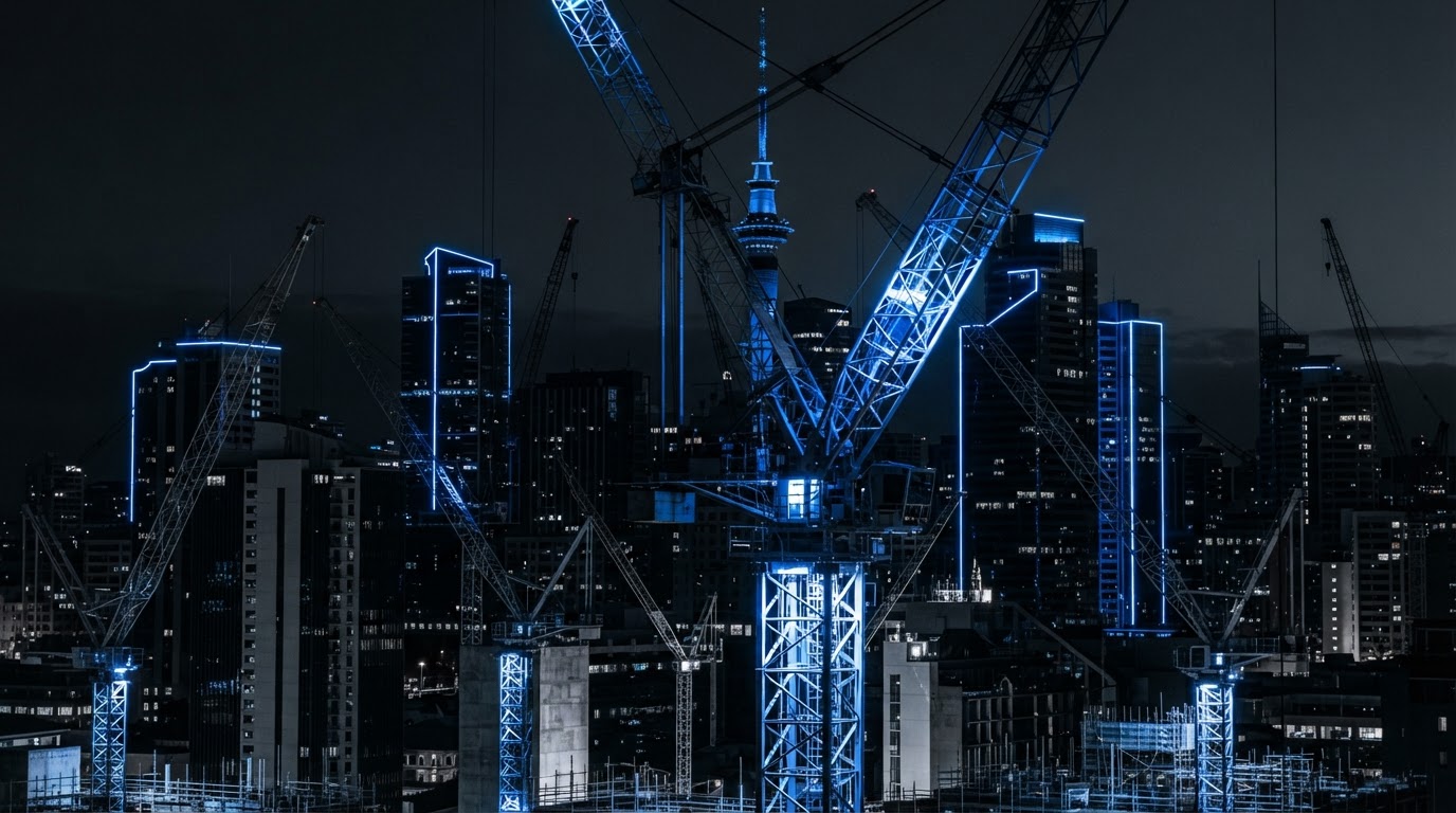 Auckland city skyline at dusk — AK Marketing, Auckland trade business marketing specialists