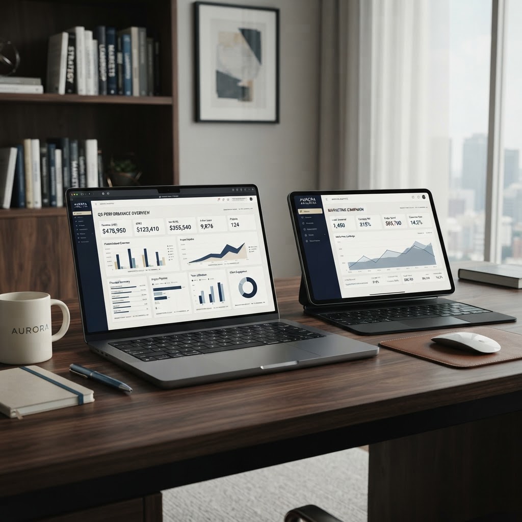 Whitcroft Registry demonstration interface on an executive desk