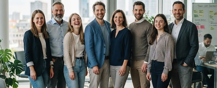 Team von sachbearbeitung.com — deutsche Mitarbeiter im modernen Büro