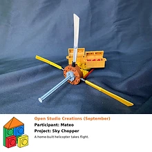 A home-built helicopter takes flight.