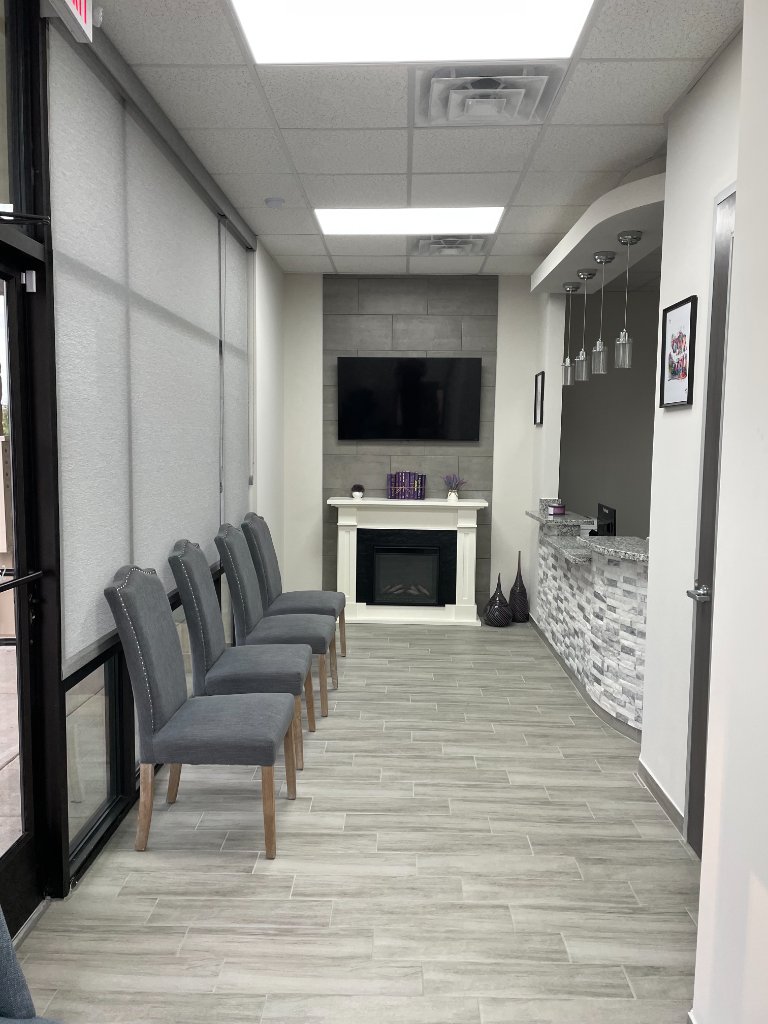 Mega Dental reception and waiting area in Richmond, TX