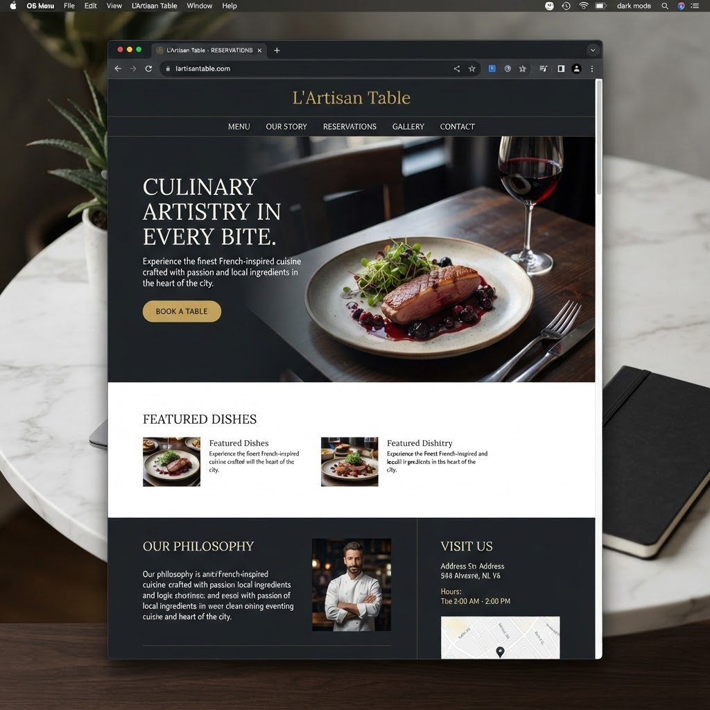 Site après refonte — Un restaurant modernise son site pour mettre en avant son menu et ses avis