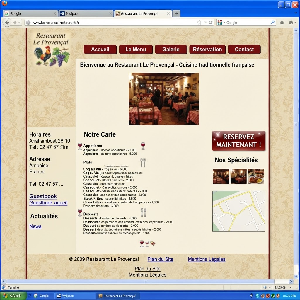 Site avant refonte — Un restaurant modernise son site pour mettre en avant son menu et ses avis