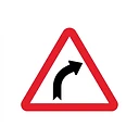 Bend to the right ahead — reduce speed and prepare to steer through the curve