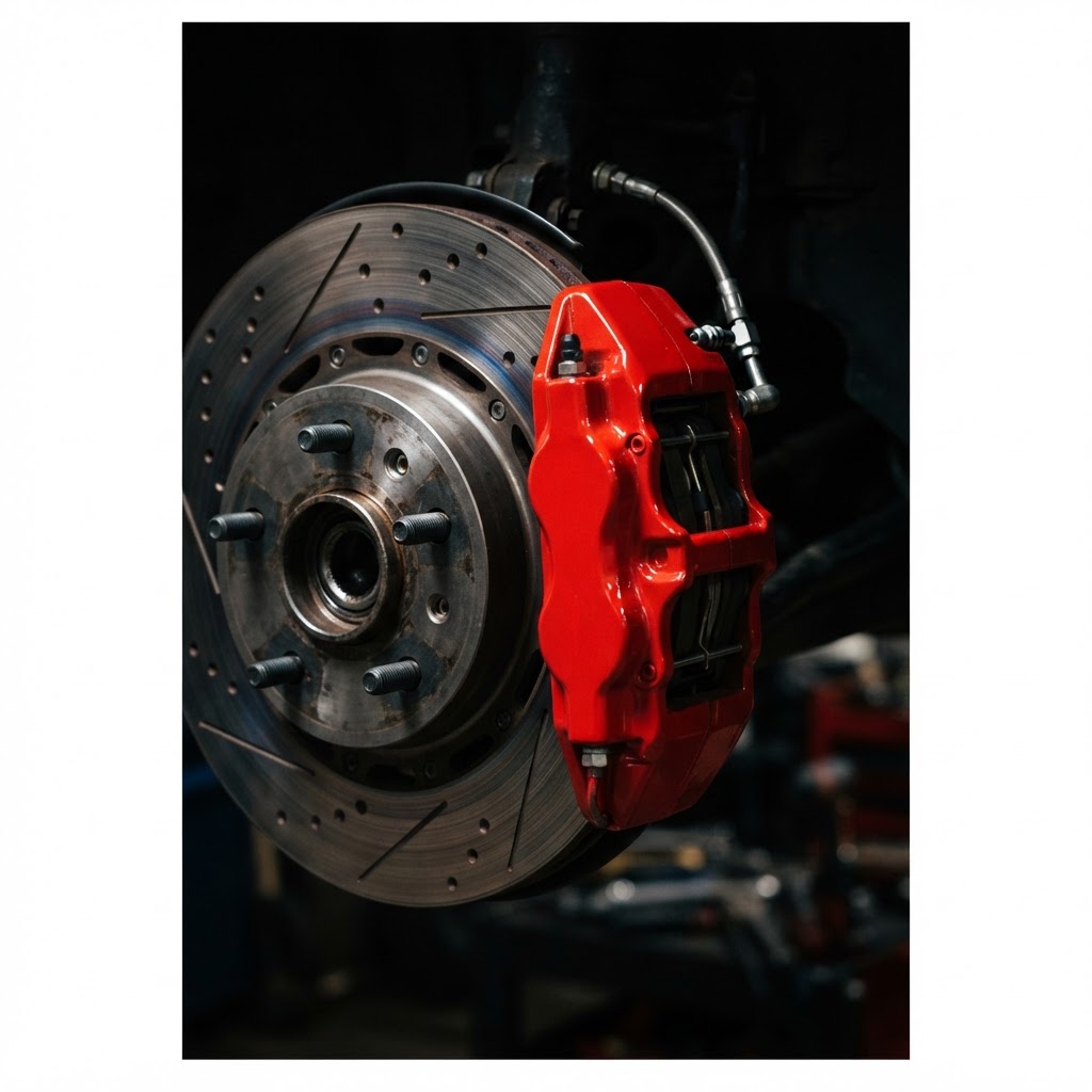 Brakes — close-up of automotive components at Nate's Auto Repair