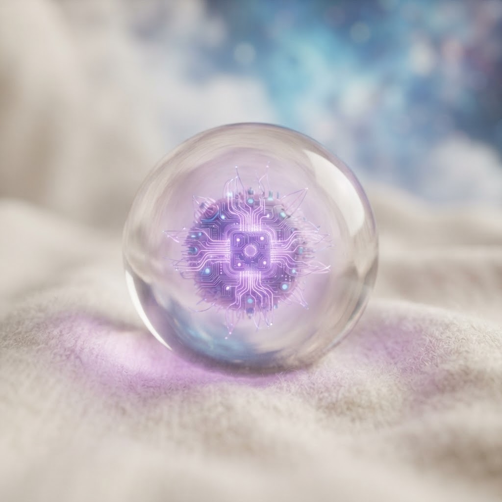 Esfera de proteção com núcleo de IA brilhante