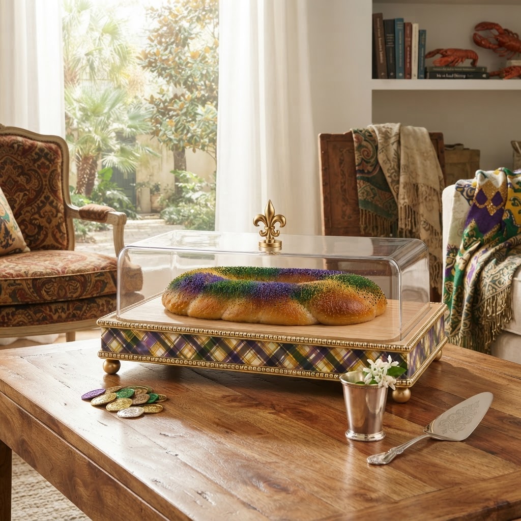 King Cake Keeper in a home setting