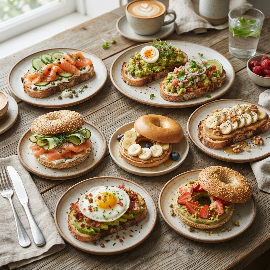 Sourdough Toast and Bagel Selection