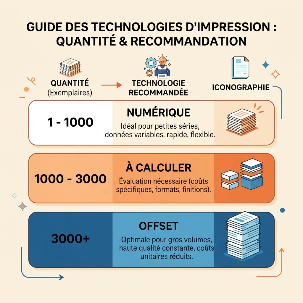 Tableau illustré des seuils de quantité entre numérique et offset