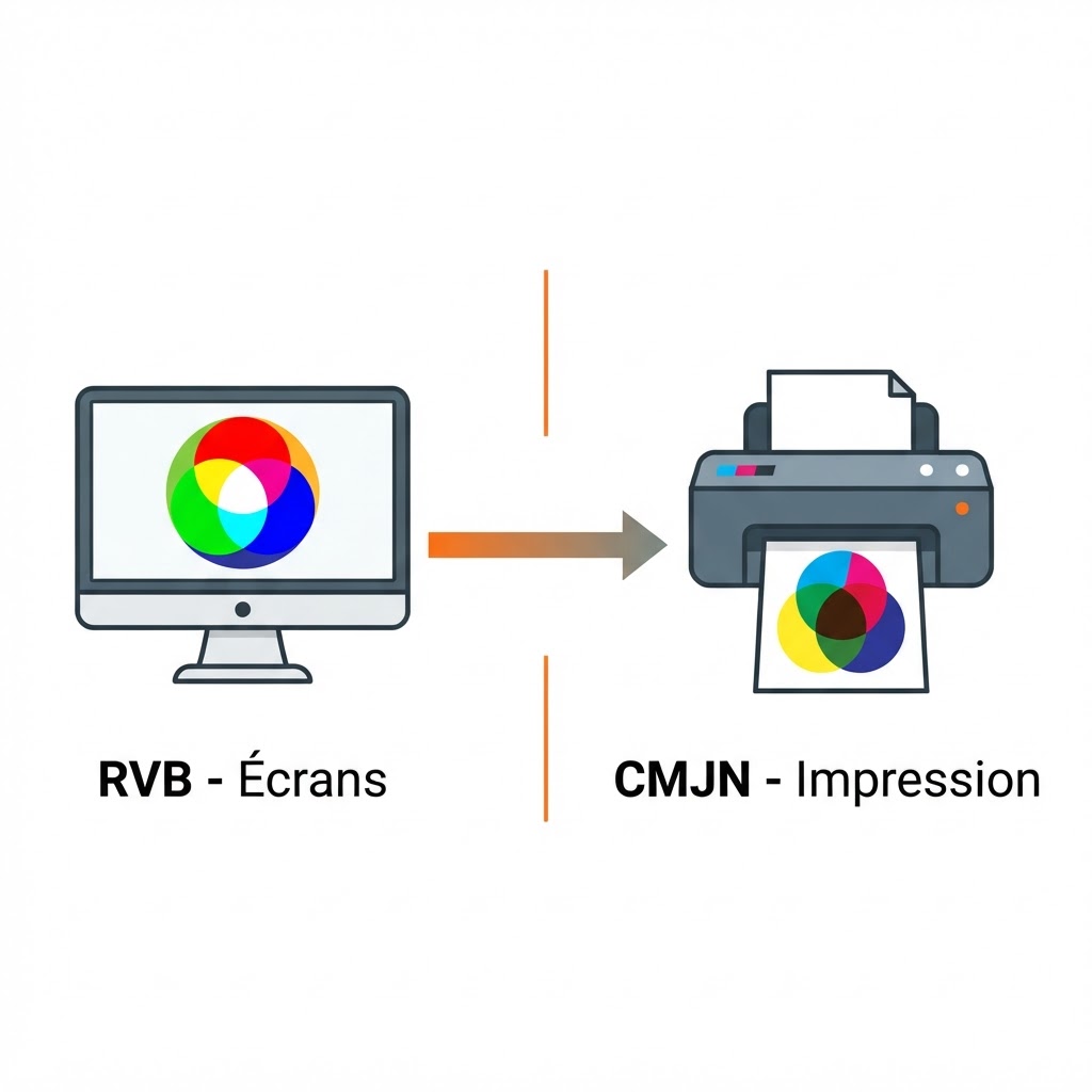 Différence entre le mode RVB (écrans) et CMJN (impression)