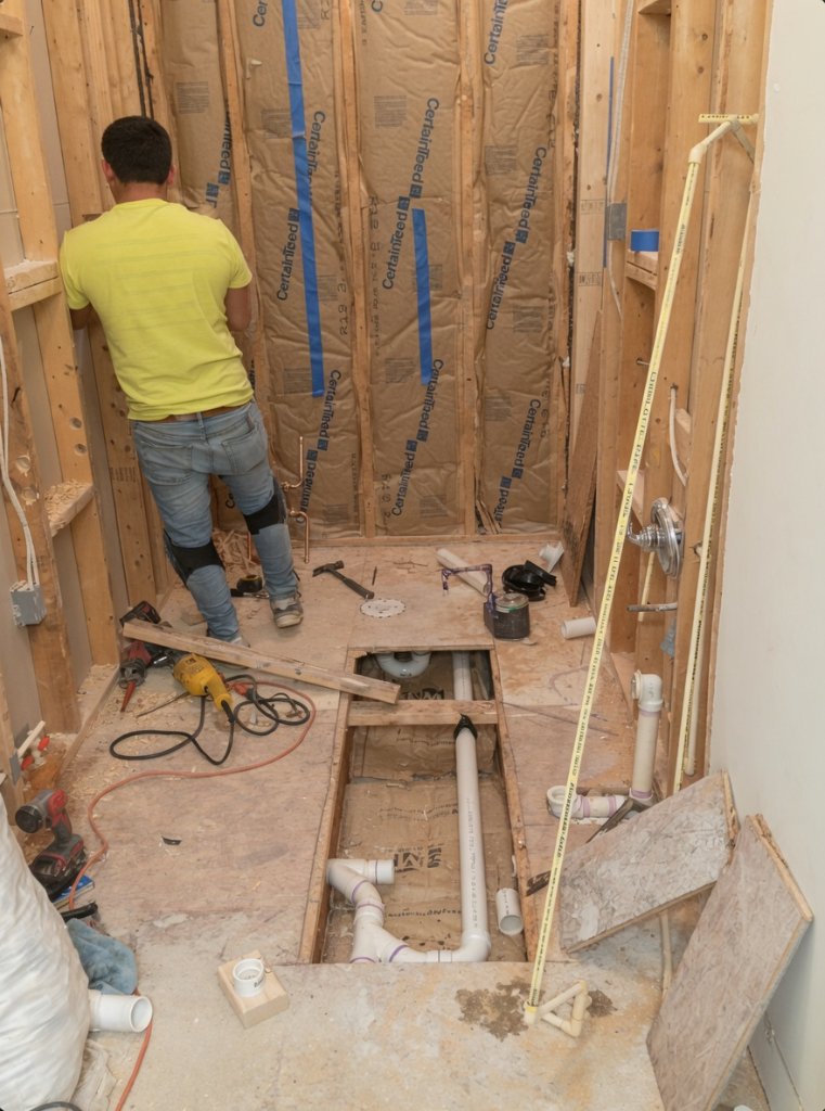 Custom Shower Build — before