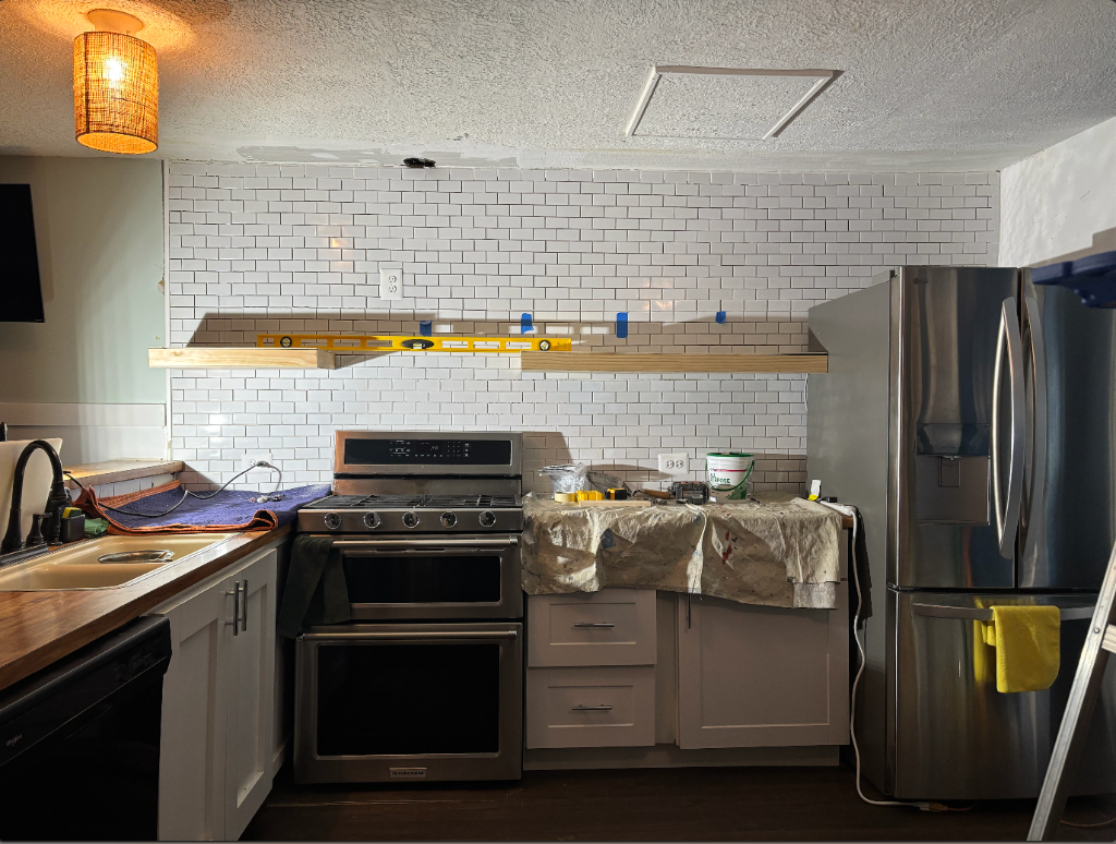 Kitchen Built-In Shelving with LED — before