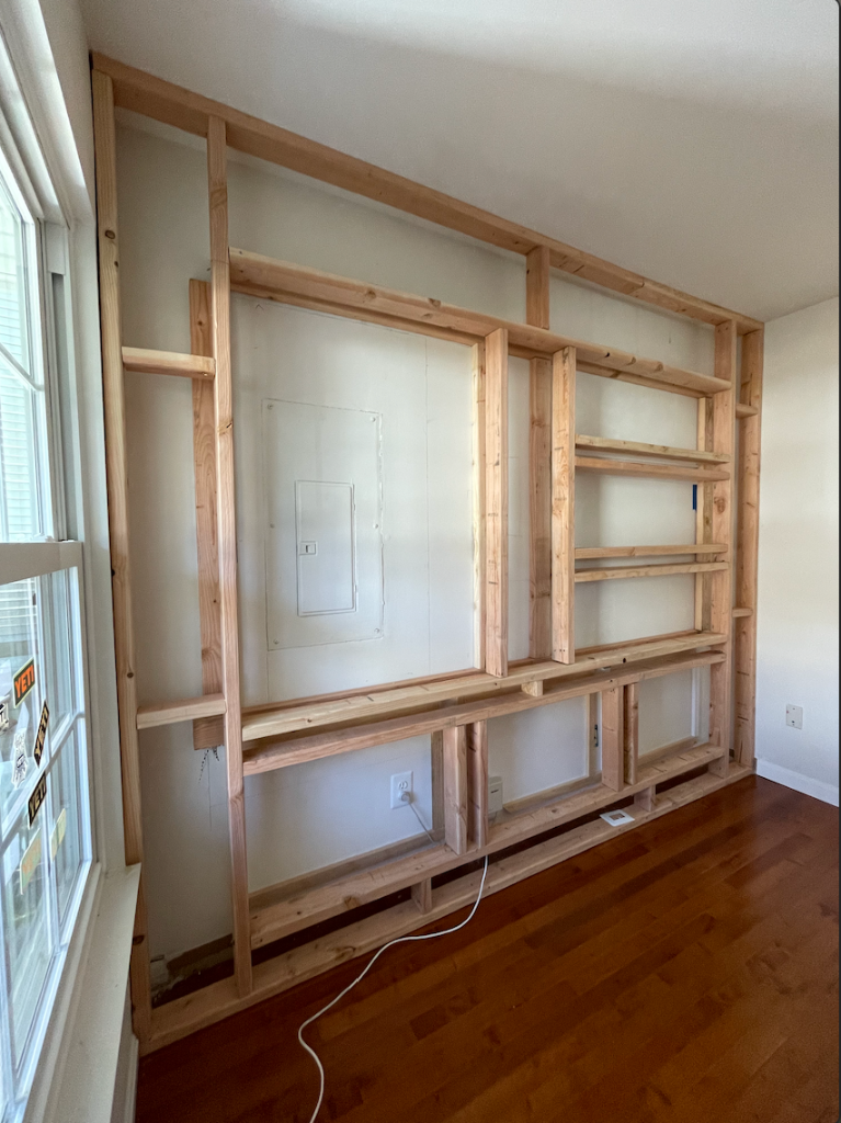 Custom Built-In Shelving with LED — before
