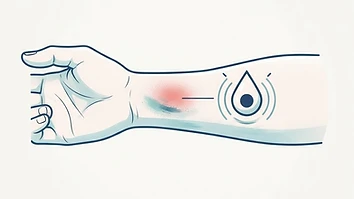 Diagram illustrating common vs. concerning injection site reaction signs