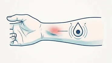 Diagram illustrating common vs. concerning injection site reaction signs