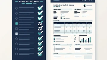 Checklist graphic outlining criteria for evaluating a peptide vendor's trustworthiness