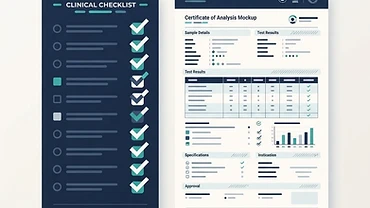 Checklist graphic outlining criteria for evaluating a peptide vendor's trustworthiness
