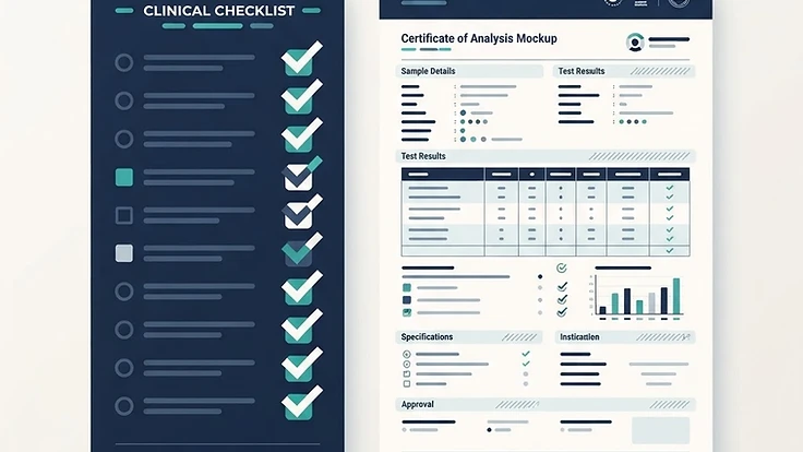 Checklist graphic outlining criteria for evaluating a peptide vendor's trustworthiness