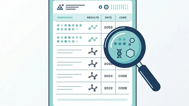 Simple illustration of a certificate of analysis document being reviewed