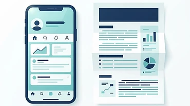 Illustration contrasting social media claims with actual research documents