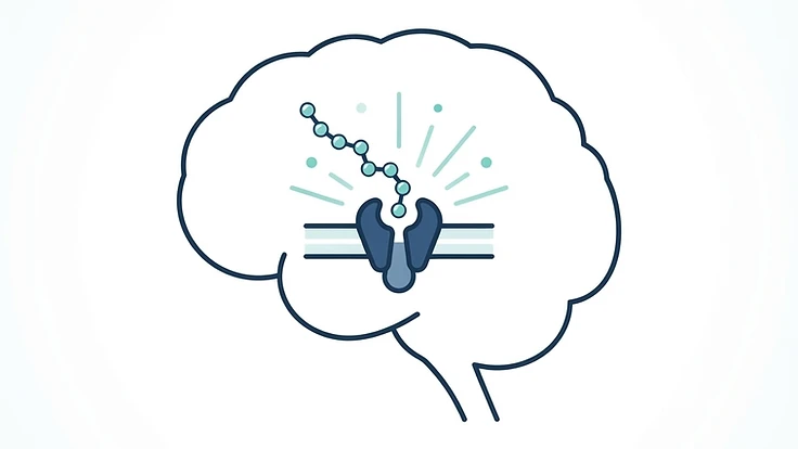 Simple diagram showing PT-141 acting on brain receptors rather than blood flow