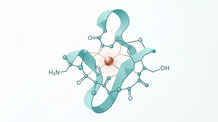 Simple diagram of the GHK-Cu peptide structure with its bound copper ion