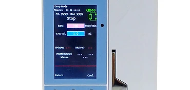 Medsinglong MSLIS13 multi-parameter infusion pump with colour TFT display, NIBP cuff, SpO2 sensor and drop sensor