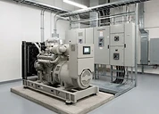 Solar Power System — Hospital standby diesel generator with electrical distribution panels in a plant room