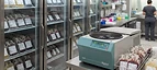 Blood Bank Centrifuge — Blood bank refrigerators and centrifuge with labelled blood units in a hospital blood bank