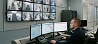 CCTV Camera System — Hospital security control room with CCTV surveillance monitor wall