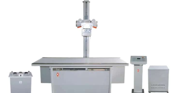 Wincom XRY-200B 200mA medical X-ray machine with table, overhead tube support, operator console and high-voltage generator