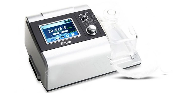 BYOND MSLC06 auto-CPAP machine with dual pressure display, humidifier chamber, tubing and CPAP mask