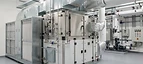 Operating Theatre Air Handling Unit — Hospital HVAC plant room with air handling units, HEPA filtration and clean air ducting