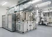 HEPA Filter System — Hospital HVAC plant room with air handling units, HEPA filtration and clean air ducting