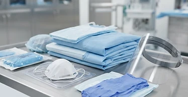 N95 Respirators (Box) — Personal protective equipment with surgical gowns, gloves, face shields and respirators