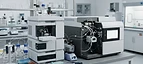 GC-MS System — HPLC liquid chromatography system and mass spectrometer in an analytical laboratory