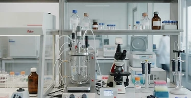 Bioreactor — Benchtop bioreactor and cell culture equipment in a biotechnology laboratory