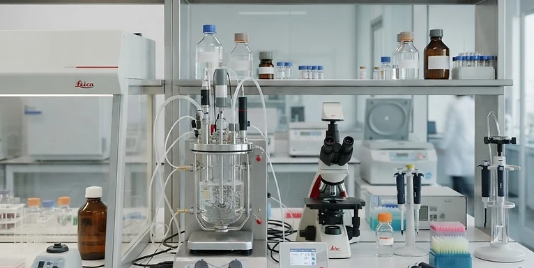 Automated Cell Counter — Benchtop bioreactor and cell culture equipment in a biotechnology laboratory