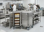 Commercial Dishwasher — Hospital kitchen food warming trolleys and bulk catering equipment