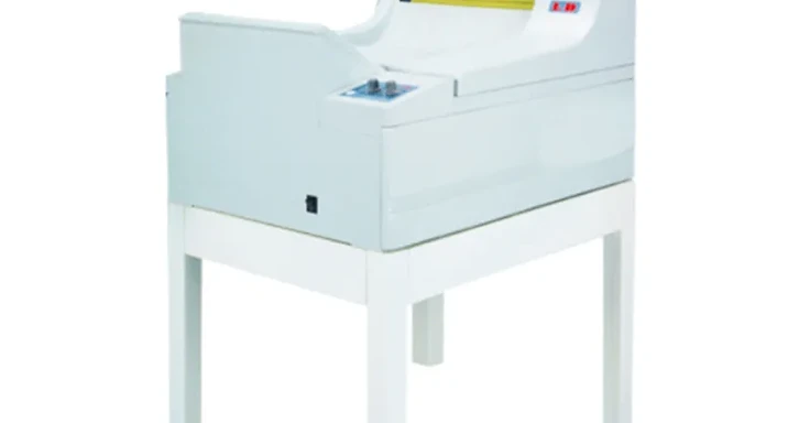 Wincom XRP-14 medical X-ray film processor with control panel on four-legged floor stand