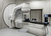 Varian Halcyon Radiotherapy System — Linear accelerator radiotherapy machine in a radiation oncology treatment bunker