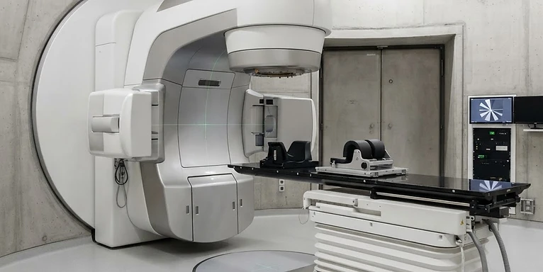 Brachytherapy System — Linear accelerator radiotherapy machine in a radiation oncology treatment bunker