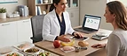 Nutritional Assessment Scale — Clinical nutrition and dietetics workstation with therapeutic meal trays and dietary analysis models