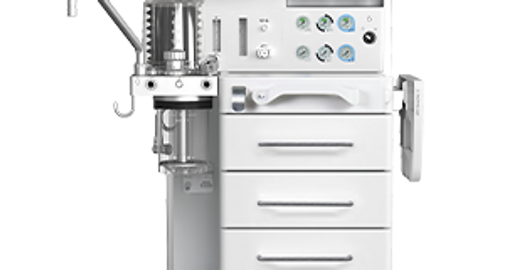 AEONMED Aeon8600A anaesthesia workstation with touchscreen monitor, dual vaporizers, flowmeters, bellows breathing system and drawer cabinet