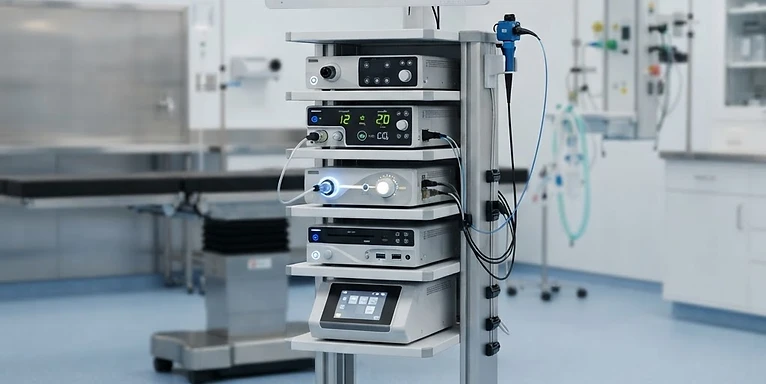 Video Gastroscope — Laparoscopic surgery tower with insufflator, camera unit and HD monitor